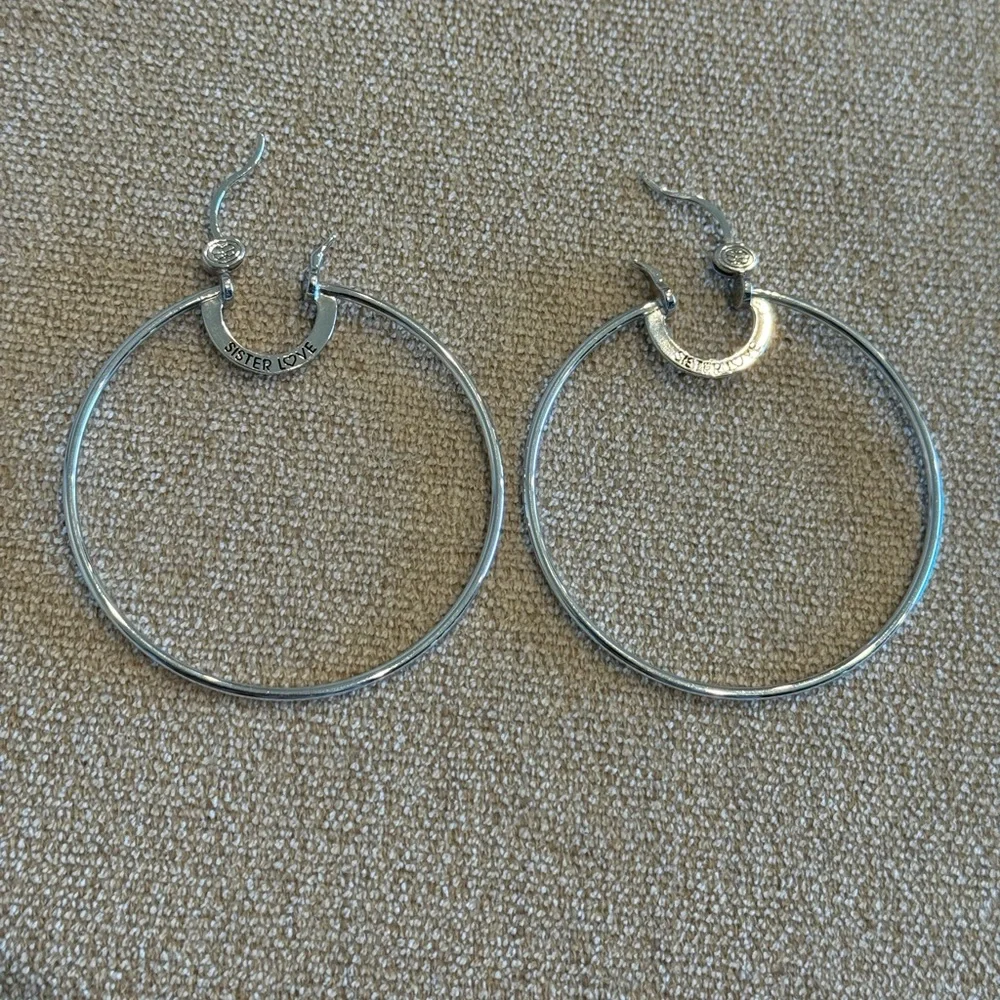 Simone I. Smith - Sister Love Princess Hoops Large Silver - Picture 2 of 9
